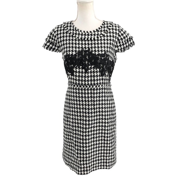Karl Lagerfeld Paris Womens Size 8 Black & White Houndstooth Dress Professional - Picture 1 of 9